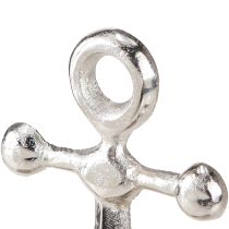 Article Ancre Décorative Métal sur Socle Bois Argent Naturel H21cm