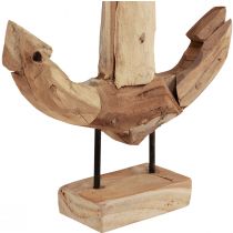Article Décoration ancre bois métal avec socle teck maritime 26×7×38cm