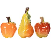 Article Ensemble de fruits artificiels (pomme et poire) décoratif, automne, 12 cm, 3 pièces