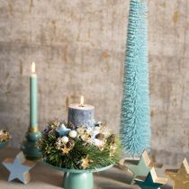 Article Sapin de Noël artificiel, sapin décoratif, design délicat avec base en bois, 80 cm