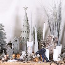Article Sapin de Noël décoratif avec socle en bois pour décoration hivernale, 40 cm, 3 pièces
