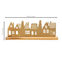 Article Décoration silhouette de maison pour l'Avent sur socle en bois 29 cm