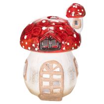 Article Maison décorative en forme de champignon pour bougie chauffe-plat, peinte à la main avec tourelle, 21 cm
