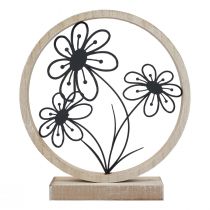 Article Anneau à fleurs en métal noir Décoration de table H19cm