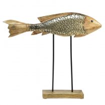 Article Poisson en bois avec décoration en métal décoration poisson 35x7x29,5cm