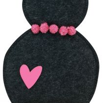 Article Décoration de table Lapin de Pâques en feutre noir avec coeur 45cm 3 pcs