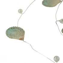 Article Guirlande de coquillages avec perles turquoise or argent L112cm 3pcs