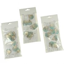 Article Guirlande de coquillages avec perles turquoise or argent L112cm 3pcs