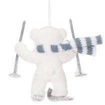 Article Pendentif ours polaire sur skis avec écharpe pour l'accrocher, 10 cm, lot de 2
