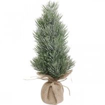 Mini sapin de Noël enneigé artificiellement dans un sac H33cm