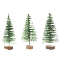 Article Mini sapins de Noël artificiels enneigés, 6 cm, lot de 12, pour décorer votre table pendant les fêtes.