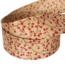 Article Branches décoratives en ruban avec baies rouges pailletées, 40 mm x 15 m