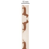 Article Ruban cadeau à motif teckel pour loisirs créatifs, 15 mm x 18 m