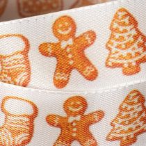 Article Ruban cadeau orné de figurines en pain d'épice. Ruban festif pour les cadeaux de Noël. 25 mm x 18 m.