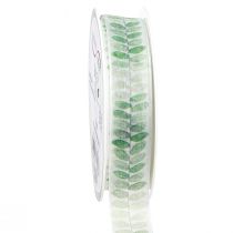 Article Ruban Feuilles Vertes Ruban Organza Ruban Décoratif 25mm 18m