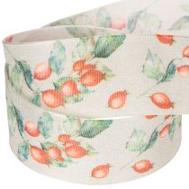 Article Ruban cadeau, motif automnal avec cynorrhodons et feuilles, 40 mm x 18 m
