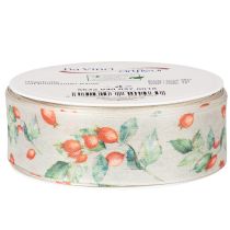 Article Ruban cadeau, motif automnal avec cynorrhodons et feuilles, 40 mm x 18 m