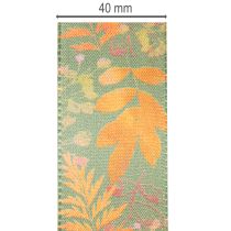 Article Ruban décoratif à motif de feuilles, décoration d'automne, 40 mm x 15 m