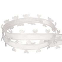 Article Ruban blanc décoratif à cœurs pour des idées de loisirs créatifs, 20 mm x 15 m