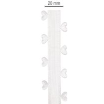 Article Ruban blanc décoratif à cœurs pour des idées de loisirs créatifs, 20 mm x 15 m
