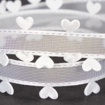 Article Ruban blanc décoratif à cœurs pour des idées de loisirs créatifs, 20 mm x 15 m