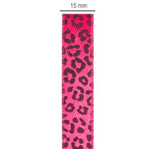 Article Ruban décoratif à motif léopard, rose, 15 mm x 18 m