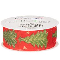 Article Ruban cadeau sapin de Noël avec étoiles 40 mm 15 m