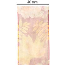 Article Ruban cadeau aux couleurs d'automne, ruban d'organza à motif floral, 40 mm, 15 m