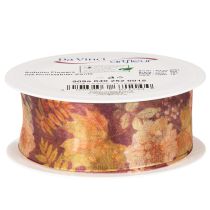 Article Ruban cadeau aux couleurs d'automne, ruban d'organza à motif floral, 40 mm, 15 m