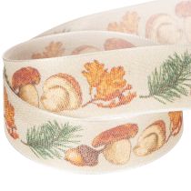 Article Ruban décoratif à motif de champignons et de feuilles d'automne, 25 mm de large, 18 m de long