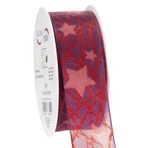 Article Ruban décoratif scintillant à motif d'étoiles pour décorations de Noël, 40 mm x 15 m