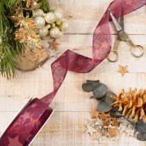 Article Ruban décoratif scintillant à motif d'étoiles pour décorations de Noël, 40 mm x 15 m