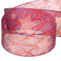 Article Ruban décoratif scintillant à motif d'étoiles pour décorations de Noël, 40 mm x 15 m