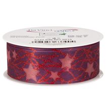 Article Ruban décoratif scintillant à motif d'étoiles pour décorations de Noël, 40 mm x 15 m