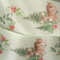 Article Ruban décoratif à motif de cerf, de forêt et de fleurs, 40 mm x 15 m