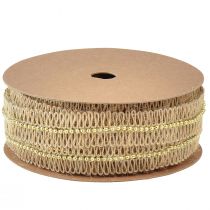Article Ruban de jute ruban décoratif avec perles dorées jute 17mm 10m