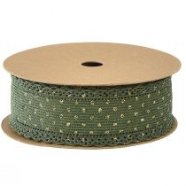 Article Ruban cadeau Ruban vert pois et dentelle 38mm 10mm