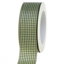 Article Ruban cadeau ruban décoratif à carreaux vert crème 40mm 20m