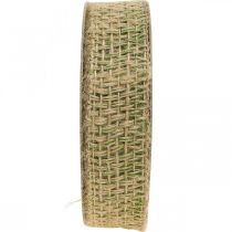 Article Ruban déco jute vert, nature 25mm Ruban de jute pour décoration 10m