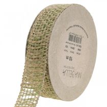 Article Ruban déco jute vert, nature 25mm Ruban de jute pour décoration 10m