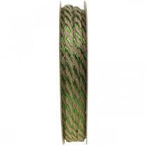 Ruban déco lin vert, naturel 4mm ruban cadeau ruban décoratif 20m