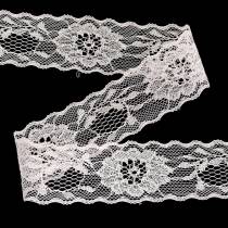 Ruban dentelle florale bord ondulé rose 40mm 20m