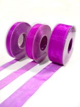 Ruban organza avec lisière 50m violet moyen