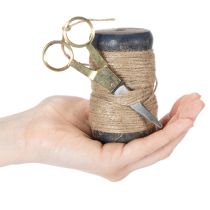 Article Bobine de ruban en jute avec ciseaux Ø5cm H8cm 2 pièces