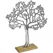 Arbre déco métal grand, arbre métal bois argenté H42,5cm