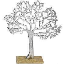 Arbre déco métal grand, arbre métal bois argenté H42,5cm