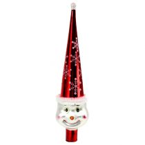 Article Figurine en haut d&#39;arbre bonhomme de neige 30 cm rouge, blanc