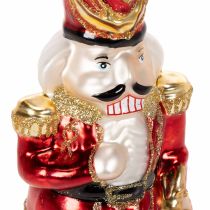Article Figurine casse-noisette rouge pour sapin de Noël, 28 cm, en verre véritable