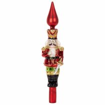 Article Figurine casse-noisette rouge pour sapin de Noël, 28 cm, en verre véritable