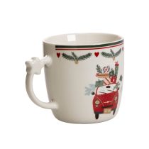 Article Mug en céramique à motif de Noël, voiture et cadeaux, 9 cm